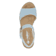 Blaue Rieker Keilsandaletten 61960-10 mit trendigen Schnalle. Schuh von oben.