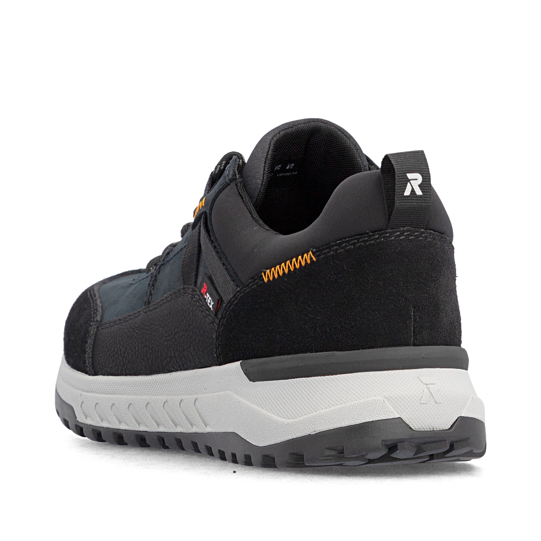Dunkelblaue Rieker Herren Sneaker Low U0100-14 aus Rauleder. Schuh von hinten.