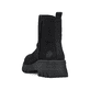 Schwarze Rieker Damen Kurzstiefel 71864-00 mit einem Reißverschluss. Schuh von hinten.