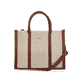 Sac à main Rieker H1013-60 beige avec aspect raphia et fermeture éclair. Devant.