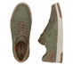 Grüne Rieker Herren Sneaker Low 17506-52 mit einer Schnürung sowie Extraweite H. Schuh von oben, liegend.