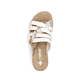 Weiße Rieker Damen Pantoletten V3678-80 mit Gummizug sowie leichter Sohle. Schuh von oben.