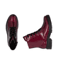 Dunkelrote Rieker Damen Schnürstiefel Z2841-33 mit einem Reißverschluss. Schuh von oben, liegend.