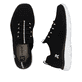 Schwarze Rieker Damen Sneaker Low M5074-00 mit Gummizug sowie flexibler Sohle. Schuh von oben, liegend.