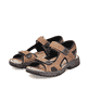 Braune Rieker Herren Trekkingsandalen 26156-25 mit einem Klettverschluss. Schuhpaar seitlich schräg.