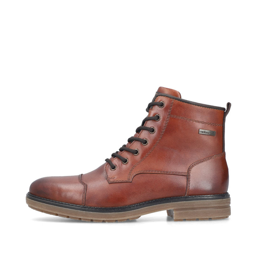 Braune Rieker Herren Schnürstiefel 33440-24 aus Glattleder. Schuh Außenseite.