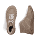 Graue Rieker Damen Schnürstiefel 57520-20 mit modernen Ziernähten. Schuh von oben, liegend.