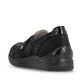 Mocassins Rieker noirs pour femmes 48968-00 avec bande élastique. Chaussure vue de l'arrière.