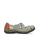 Grüne Rieker Ballerinas 46368-52 mit einem Klettverschluss. Schuh Innenseite.