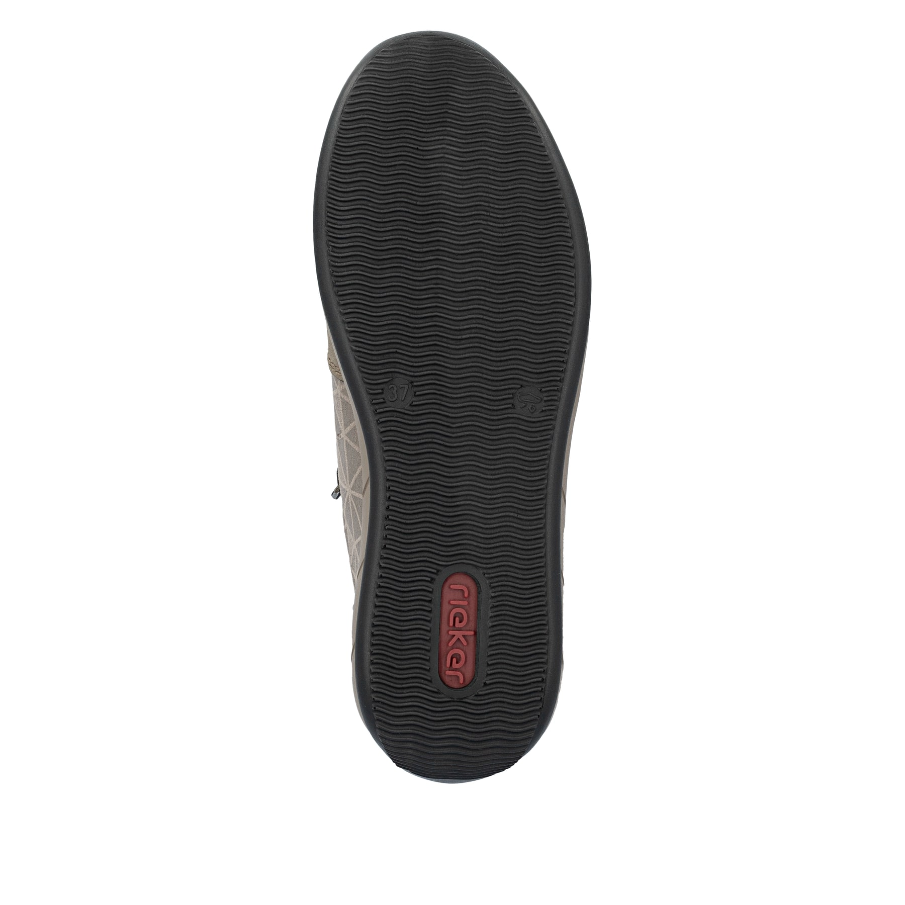 Beige Rieker Damen Sneaker Low N1100-62 mit Reißverschluss sowie Extraweite H. Schuh Laufsohle.