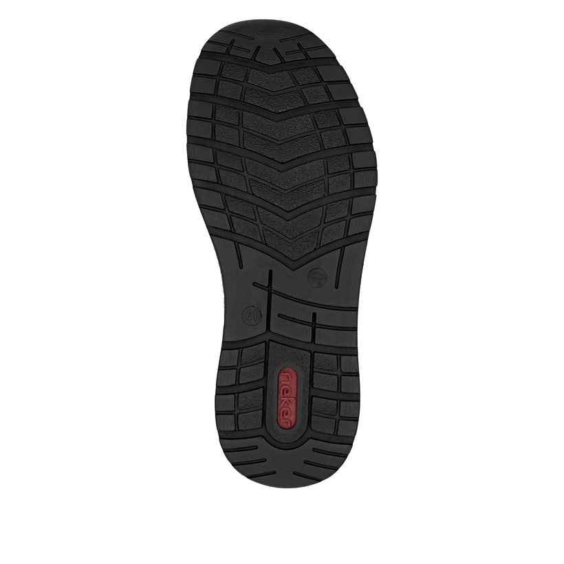 Mocassins Rieker noirs pour homme B9057-00 avec bande élastique. Semelle extérieure de la chaussure.
