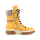 Sonnenblumengelbe Rieker Damen Schnürstiefel X8618-68 mit Schnürung und Reißverschluss. Schuh Innenseite