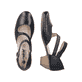 Schwarze Rieker Pumps 41780-00 mit Schnalle sowie einer extra weichen Decksohle. Schuh von oben, liegend.