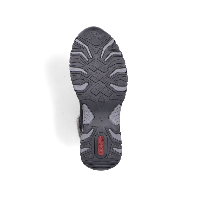 Schwarze Rieker Damen Schnürstiefel M9610-00 mit wasserabweisender TEX-Membran. Schuh Laufsohle.