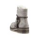 Silbergraue Rieker Damen Kurzstiefel Y7463-40 mit einer robusten Profilsohle. Schuh von hinten