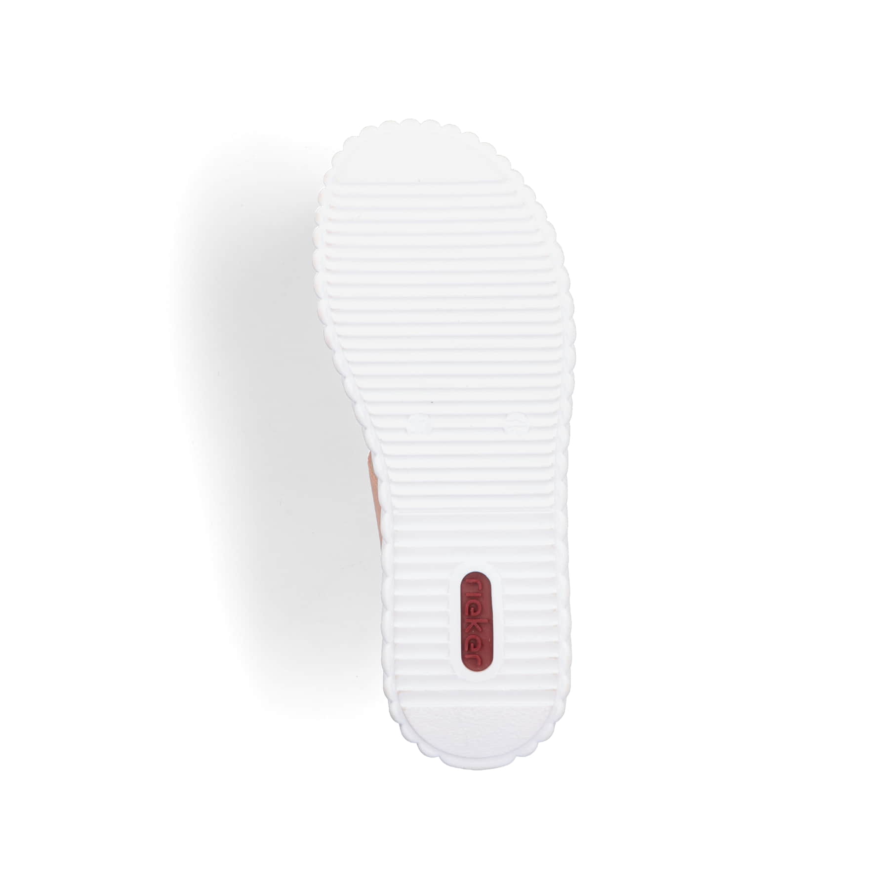 Orangene Rieker Damen Pantoletten 63294-38 mit einem Klettverschluss. Schuh Laufsohle.