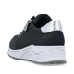Blaue Rieker Damen Sneaker Low N9516-14 mit Reißverschluss sowie Extraweite H. Schuh von hinten.
