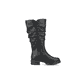 Nachtschwarze Rieker Damen Hochschaftstiefel 76891-00 mit einer robusten Profilsohle. Schuh Innenseite