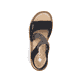 Schwarze Rieker Damen Riemchensandalen 60862-00 mit einem Klettverschluss. Schuh von oben.
