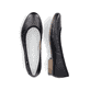 Schwarze Rieker Ballerinas 51994-01 mit einer extra weichen Decksohle. Schuh von oben, liegend.
