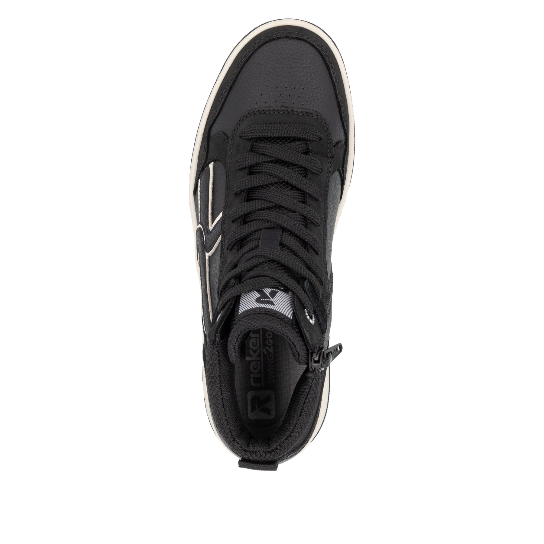 Baskets montantes Rieker noires pour femme W1970-00. Chaussure vue de dessus.
