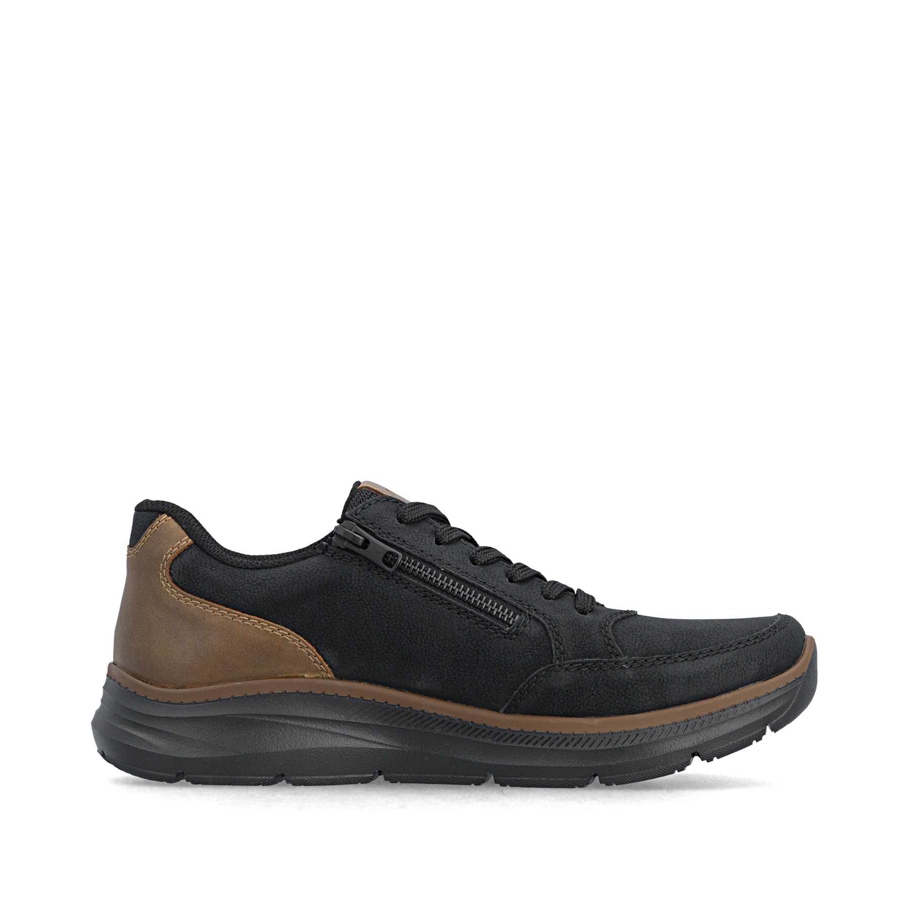 Schwarze Rieker Herren Schnürschuhe B1801-00 mit lightsole+ sowie Reißverschluss. Schuh Innenseite.