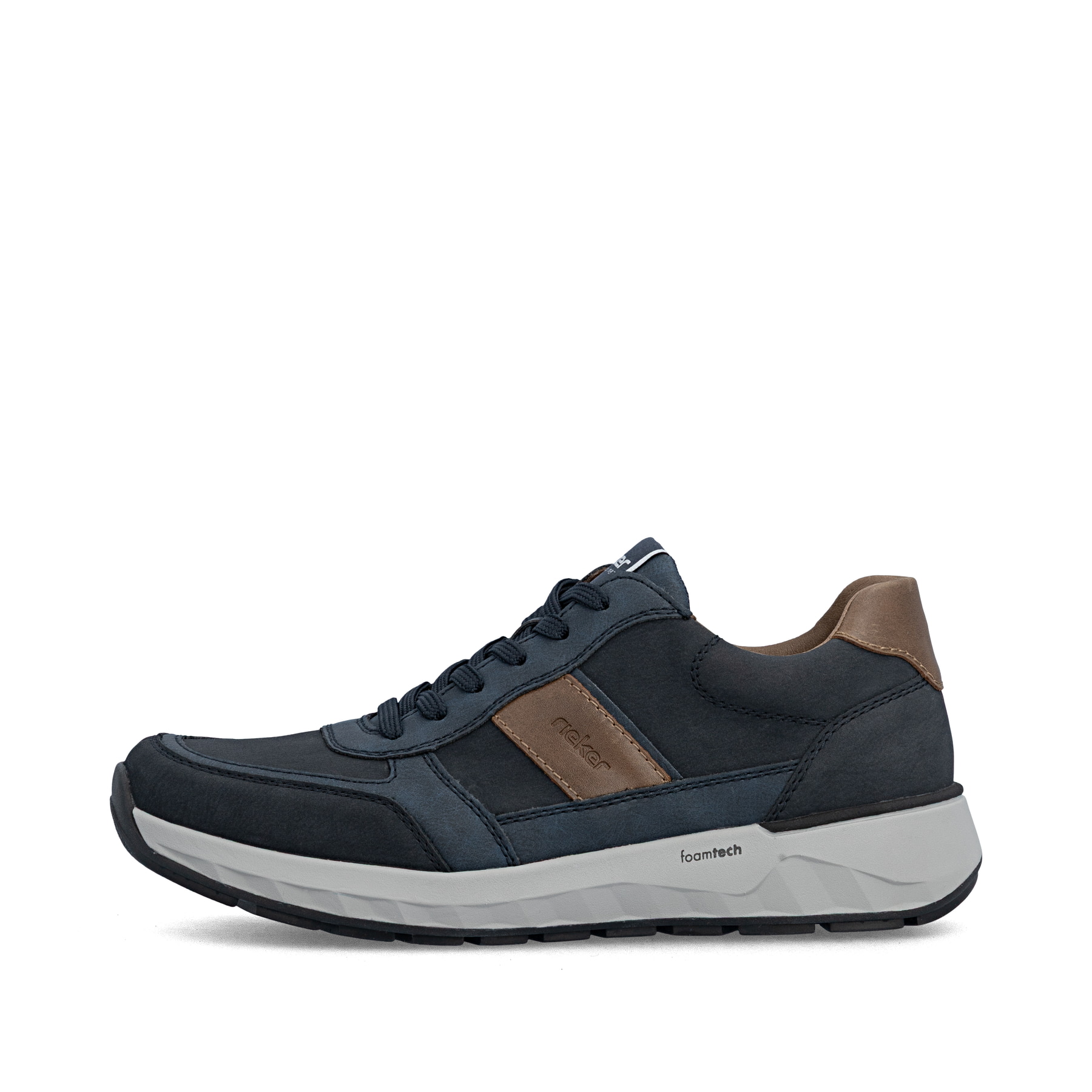Dunkelblaue Rieker Herren Schnürschuhe 11505-14 mit einem Reißverschluss. Schuh Außenseite.