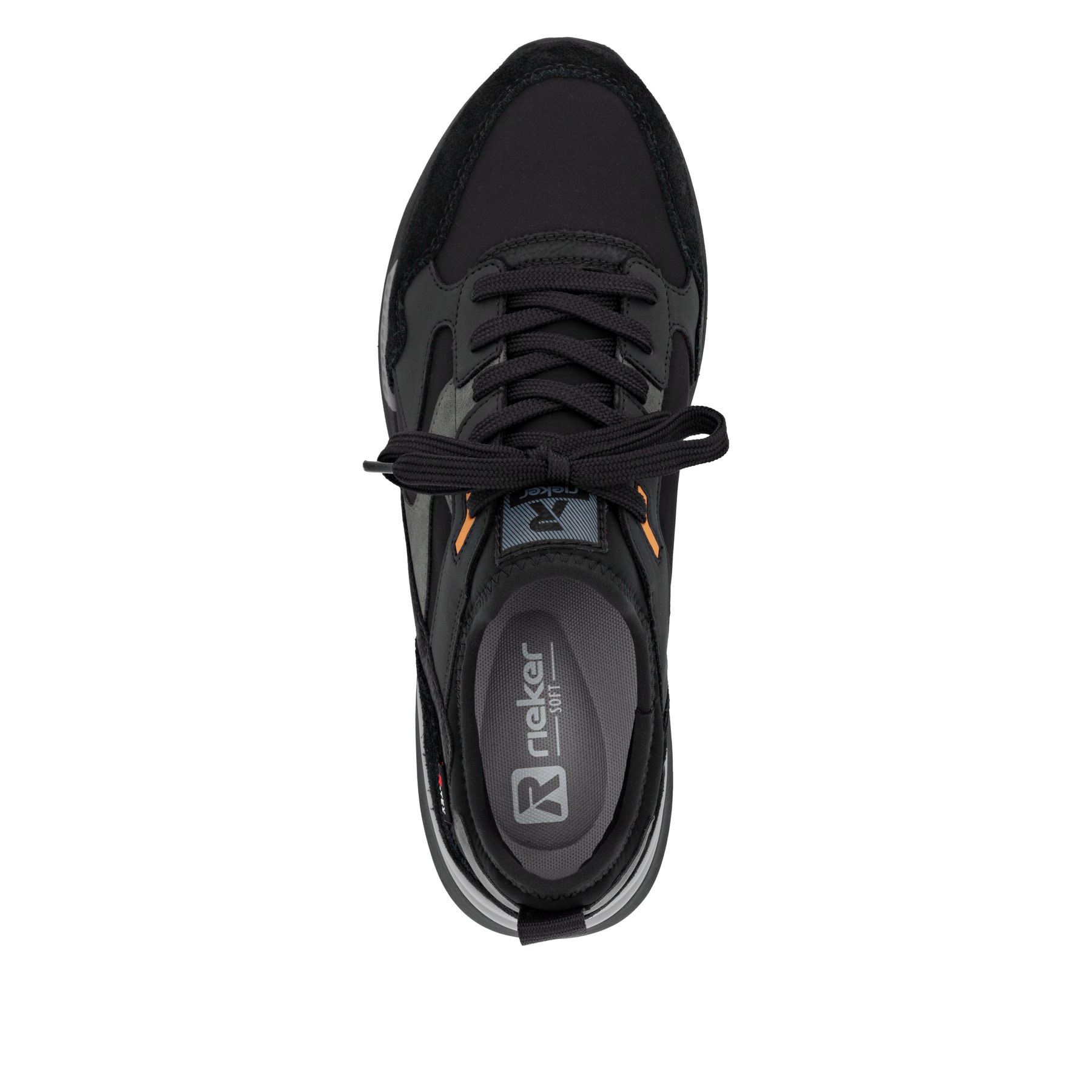 Schwarze Rieker Herren Sneaker Low U1403-01 mit wasserabweisender TEX-Membran. Schuh von oben.