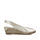 Goldene Rieker Keilsandaletten 62462-90 mit Klettverschluss sowie leichter Sohle. Schuh Innenseite.