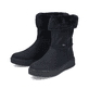 Schwarze Rieker Damen Kurzstiefel Y0090-00 mit wasserabweisender TEX-Membran. Schuhpaar seitlich schräg.