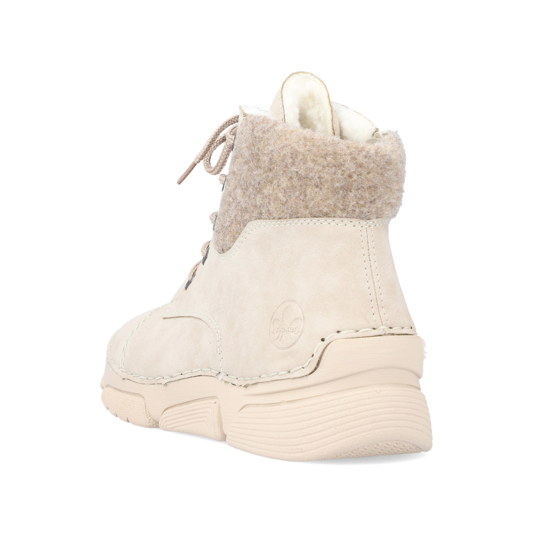 Hellbeige Rieker Damen Schnürstiefel 45900-60 mit Schnürung und Reißverschluss. Schuh von oben