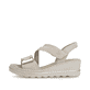Sandales compensées Rieker beiges femme 67410-62 avec fermeture velcro. Côté extérieur de la chaussure.