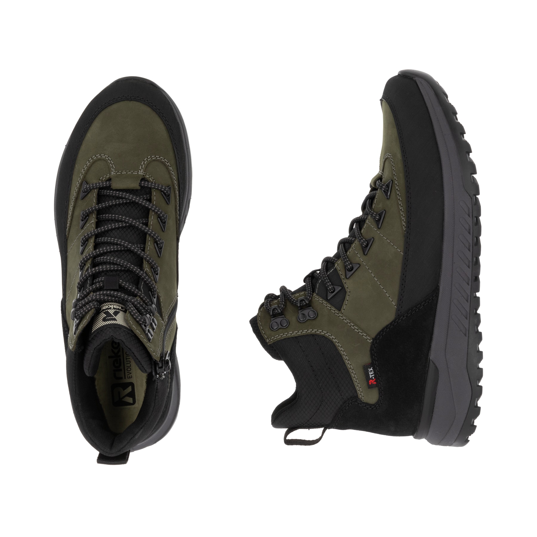 Braune Rieker Herren Schnürstiefel U0171-25 mit wasserabweisender TEX-Membran. Schuh Außenseite gespiegelt.