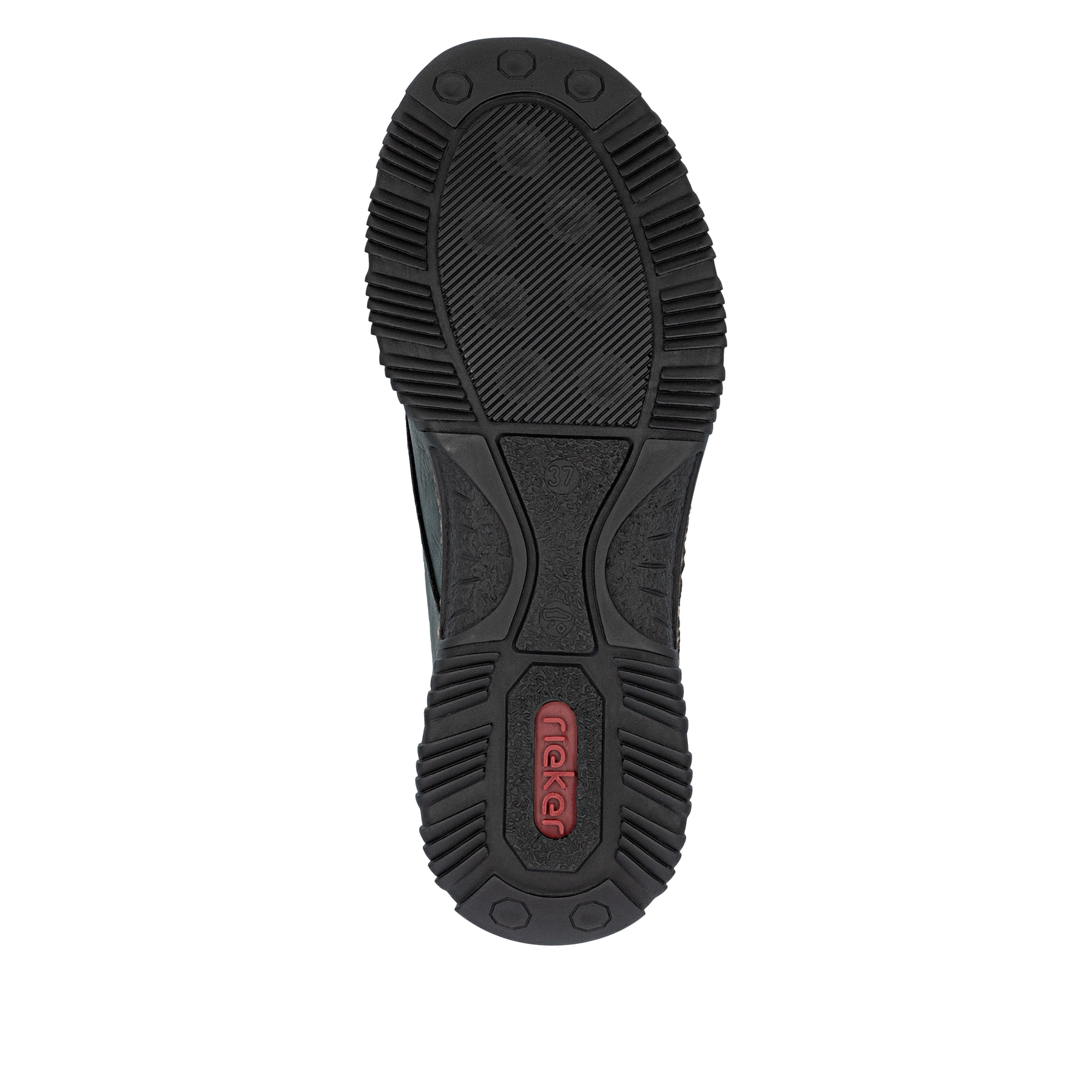 Dunkelgrüne Rieker Damen Kurzstiefel N32G7-54 mit einem Gummizug. Schuh Laufsohle.