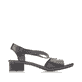 Schwarze Rieker Riemchensandaletten 62662-01 mit einem Gummizug. Schuh Innenseite.