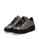 Metallische Rieker Damen Sneaker Low W2601-91 aus Glattleder mit einer Schnürung. Schuhpaar seitlich schräg.