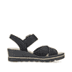 Schwarze Rieker Keilsandaletten 67463-00 mit trendigen Schnalle. Schuh Innenseite.