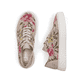Mehrfarbige vegane Rieker Damen Sneaker Low N9919-91 mit floralem Muster. Schuh von oben, liegend.