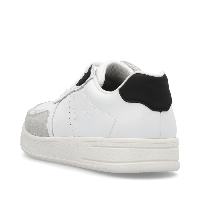 Weiße Rieker Herren Sneaker Low B7806-80 mit TR-Sohle mit weichem EVA-Inlet. Schuh von hinten.