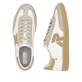 Weiße Rieker Herren Sneaker Low U2200-81 mit Schnürung sowie abriebfester Sohle. Schuh von oben, liegend.
