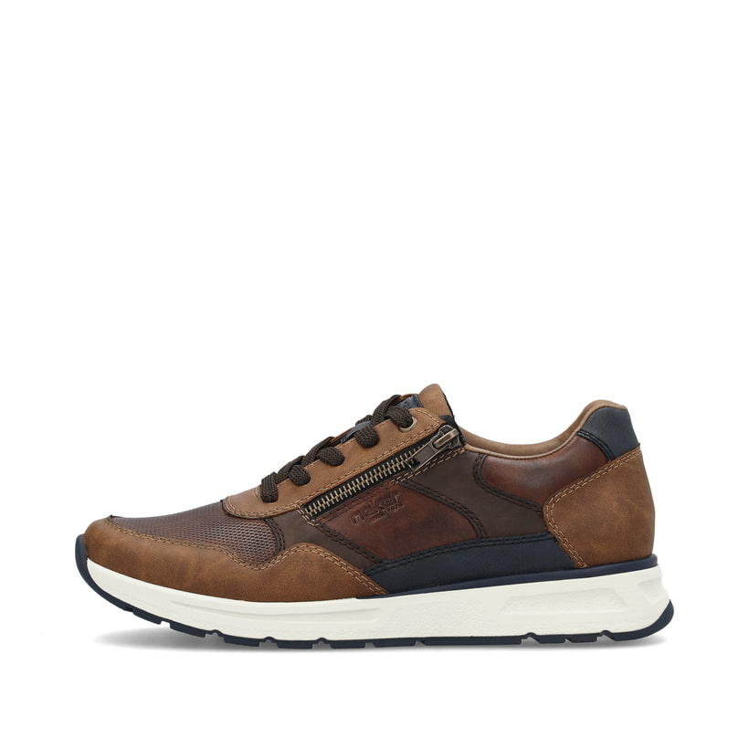 Braune Rieker Herren Sneaker Low B0701-24 mit einem Reißverschluss. Schuh Außenseite.