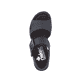 Schwarze vegane Rieker Keilsandaletten 68050-00 mit trendigen Schnalle. Schuh von oben.