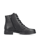 Nachtschwarze Rieker Damen Schnürstiefel 75130-00 mit einer schockabsorbierenden Sohle. Schuh Innenseite