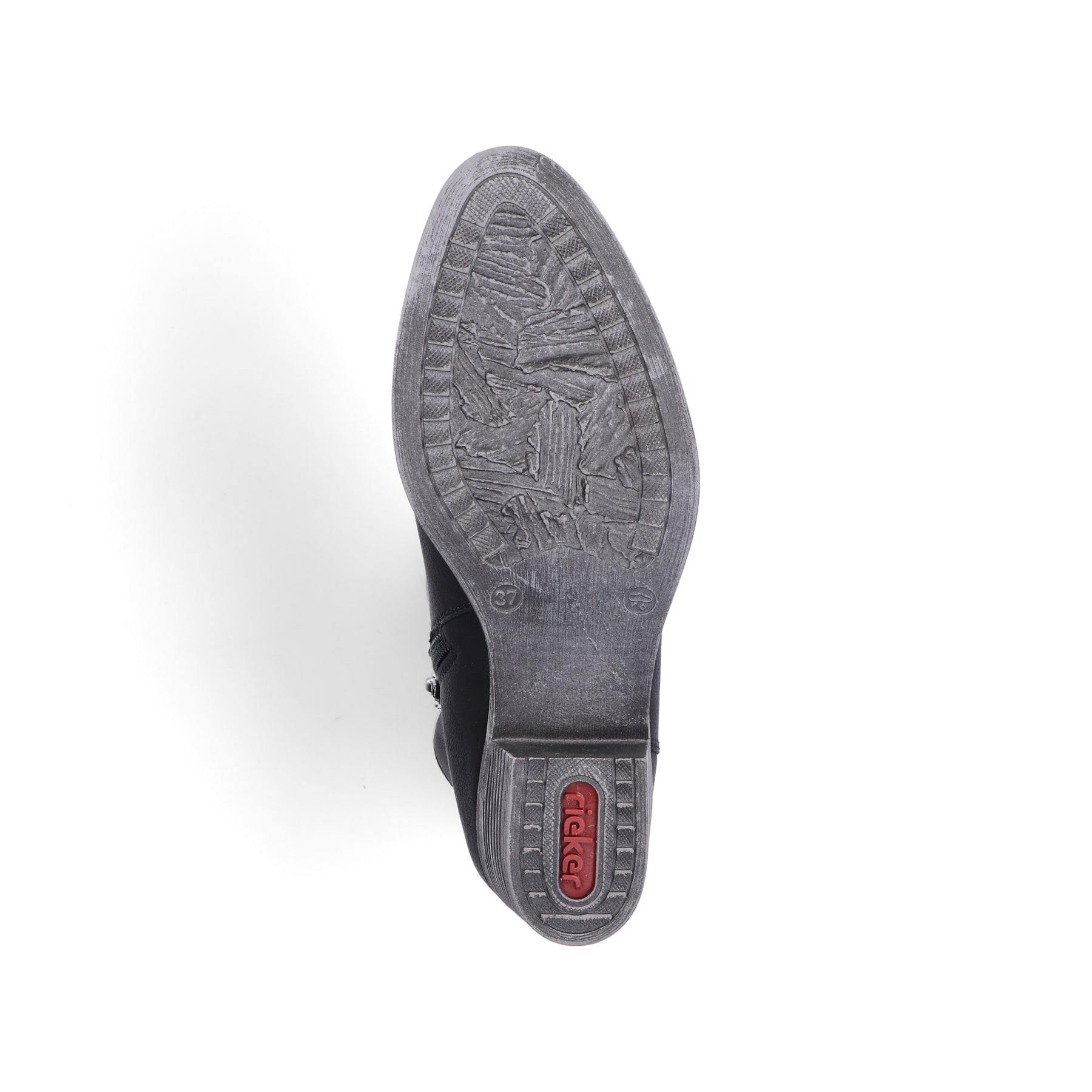 Asphaltschwarze Rieker Damen Chelsea Boots 72690-00 mit einer leichten Sohle. Schuh Innenseite