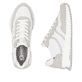 Weiße Rieker Damen Sneaker Low W1302-83 mit einer Schnürung. Schuh von oben, liegend.
