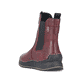 Weinrote Rieker Damen Chelsea Boots 51560-35 mit einem Reißverschluss. Schuh von hinten.