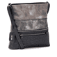 Sac bandoulière Rieker H1301-45 en gris avec finition métallisée, fermeture éclair et poche pour téléphone portable. Côté gauche.