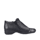 Schwarze Rieker Damen Kurzstiefel 58388-01 aus Glattleder mit dekorativer Blume. Schuh Innenseite.