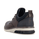 Dunkelbraune Rieker Herren Slipper 14454-26 aus Glattleder mit einem Gummizug. Schuh von hinten.