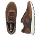 Braune Rieker Herren Sneaker Low B0701-24 mit einem Reißverschluss. Schuh von oben, liegend.